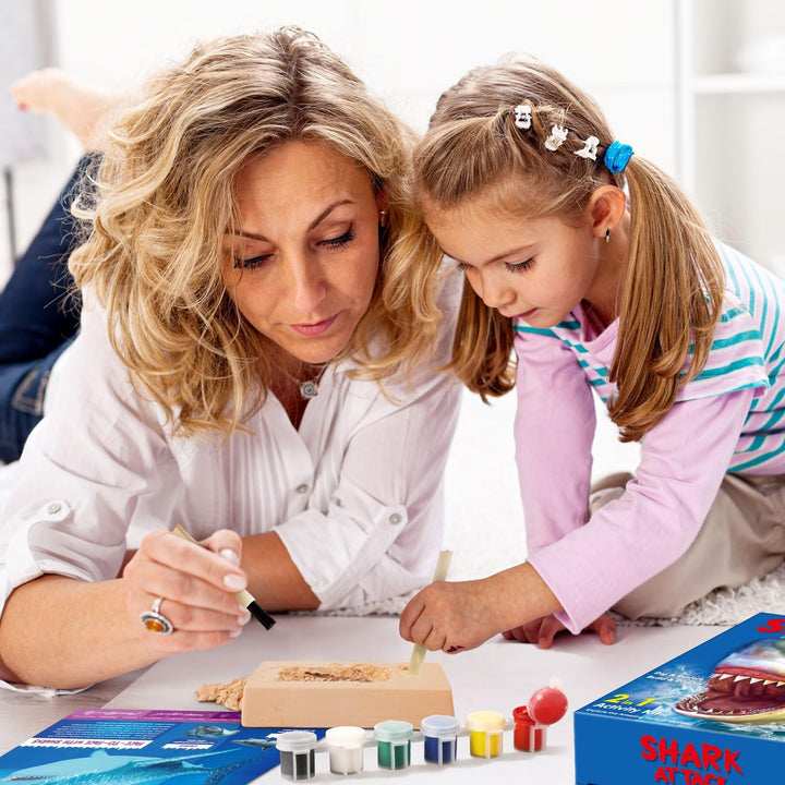 EGGBOX Megalodon Skelett Ausgrabungsset für Kinder – 2-in-1 Dig & Build Kit mit Graffiti-Mammut, Exp