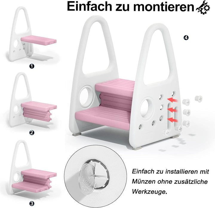 YRHome Kinder Tritthocker Trittschemel 2 stufiger Lernturm Kinderschemel Kleinkind Trittstufe Tritth