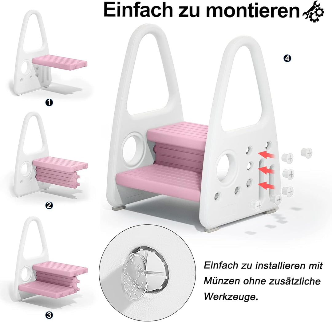 Kinder Tritthocker, Tritthocker Kinder 2 Stufen Lernturm, Pyramiden Trittschemel für 2-5 Jahre Kinde