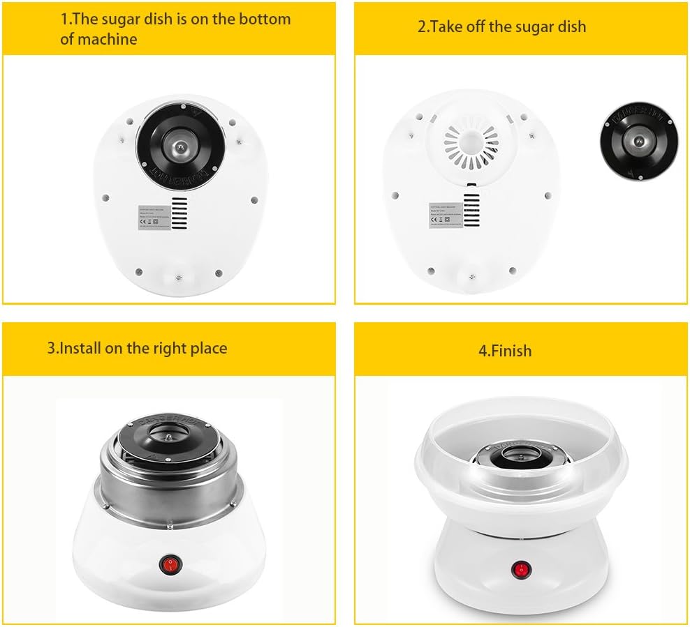 500W Zuckerwattemaschine, Mini Home DIY Süssigkeitenmaschine, 220V Zuckerwattegerät, mit 10 Zuckerwa