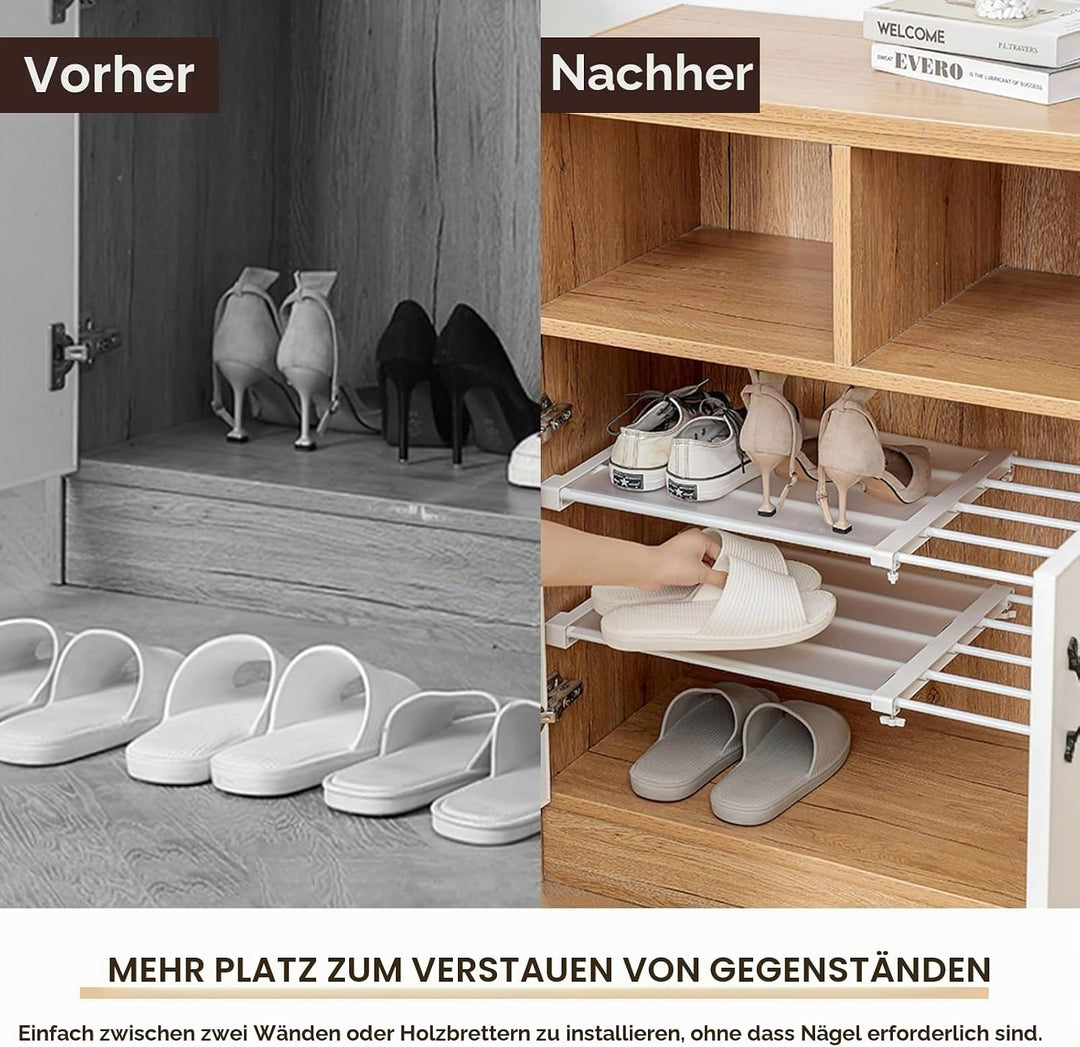 Erweiterbares Schrank-Spannregal, Klemmregal Kleiderschrank-Trennbrett-Aufbewahrung, Erweiterbar Kle
