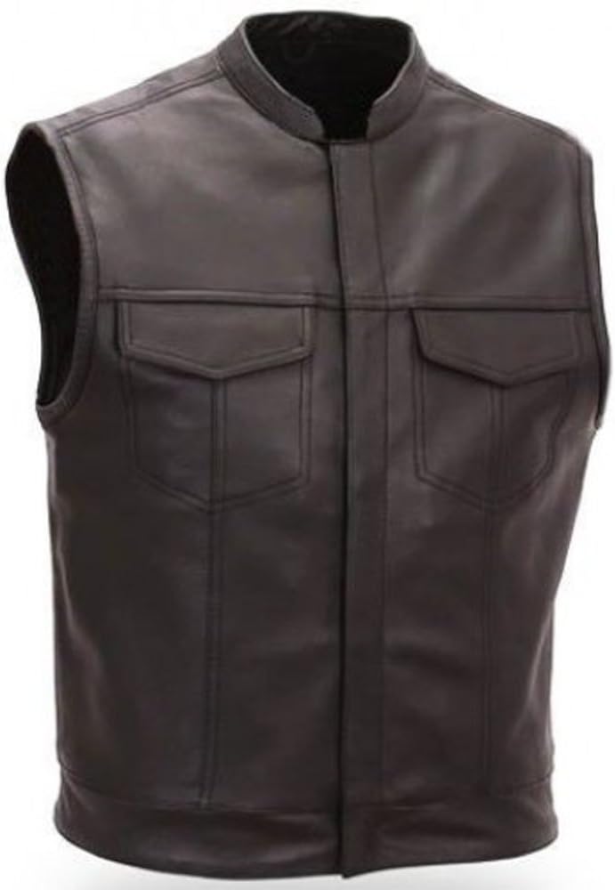 Australian Bikers Gear Motorrad-Weste - Leder - Schwarz SOA Sons of Anarchy Style EU 50 (L)
