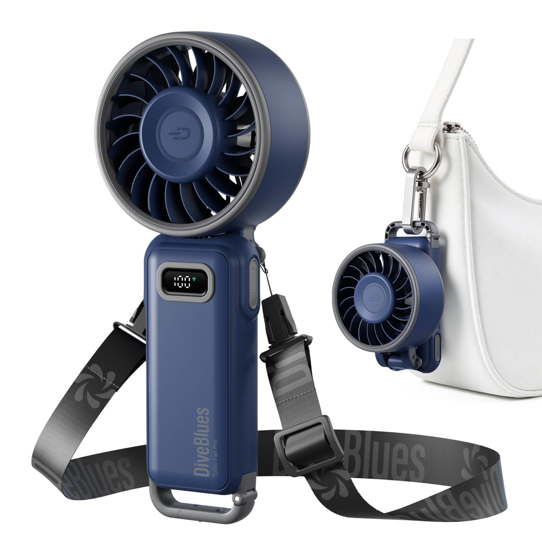 Diveblues Handventilator Tragbarer Turbo-Ventilator mit 100 Stufen und 7.4m/s Starkem Luftstrom, 180