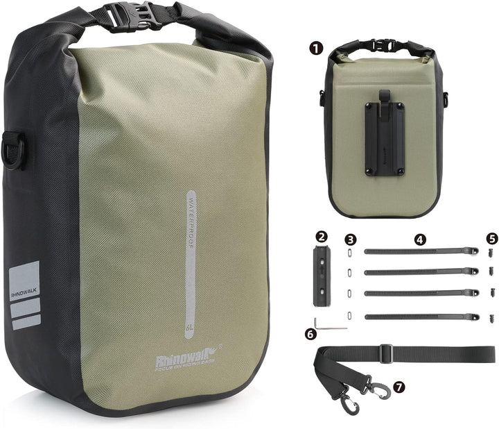 Rhinowalk Fahrrad Gepäckträgertasche Wasserdicht 4/6L Vorne Fahrradtasche für Gepäckträger mit Schul