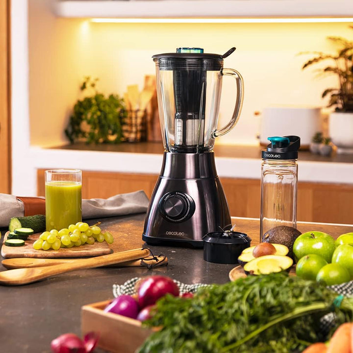 Cecotec Standmixer Power Black Titanium 2500MAX Go. 2500 W maximale Leistung, 6 Klingen mit schwarze