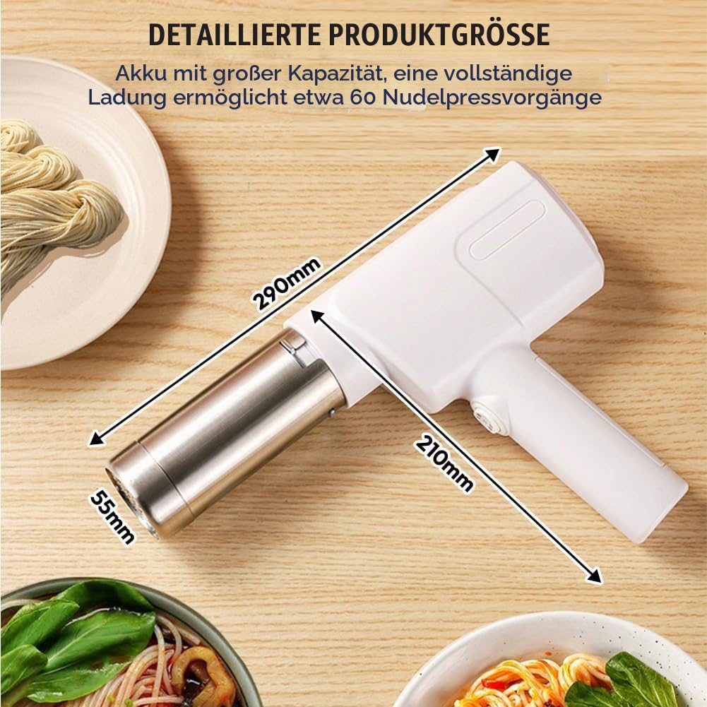 Elektrische Nudelmaschine Handheld, Tragbare Elektrische Nudel Presse 2000mAh, Automatische Wiederau