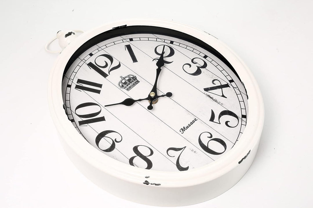 Musaoz Ovale, grosse Wanduhr, lautlos, nicht tickend, Metall, batteriebetrieben, Retro-Wanduhr, anti