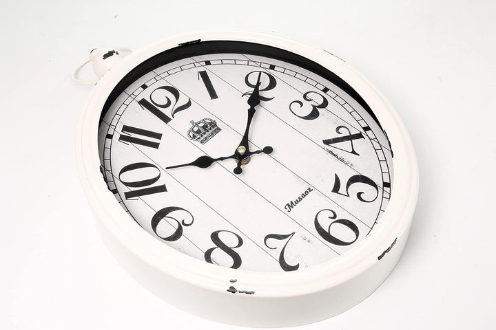 Musaoz Ovale, grosse Wanduhr, lautlos, nicht tickend, Metall, batteriebetrieben, Retro-Wanduhr, anti