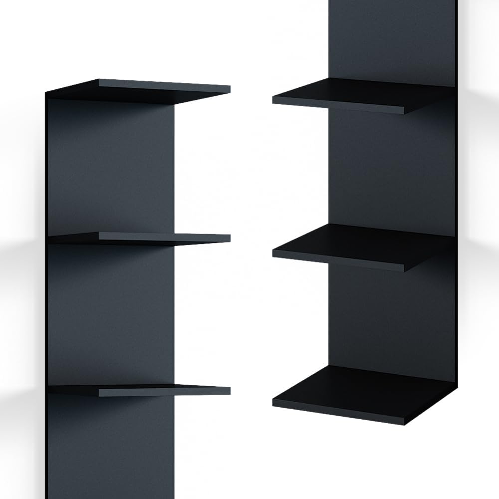 Vicco Wandregal Paolo, Schwarz, 30 x 190 cm 2er Set Schwarz 2er Set, Schwarz 2er Set