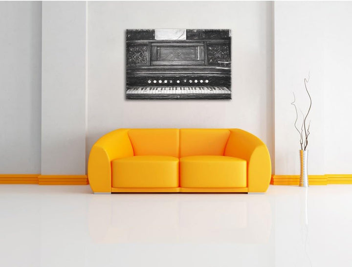 Pixxprint altes Klavier als Leinwandbild/Grösse: 100x70 cm/Wandbild/Kunstdruck/fertig bespannt, 100x