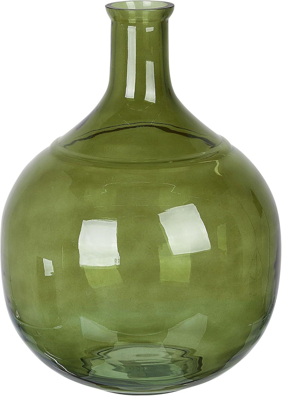 Blumenvase Glas grün 34 cm Tischdeko Ballonvase Flaschenvase Boho Modern Achaar