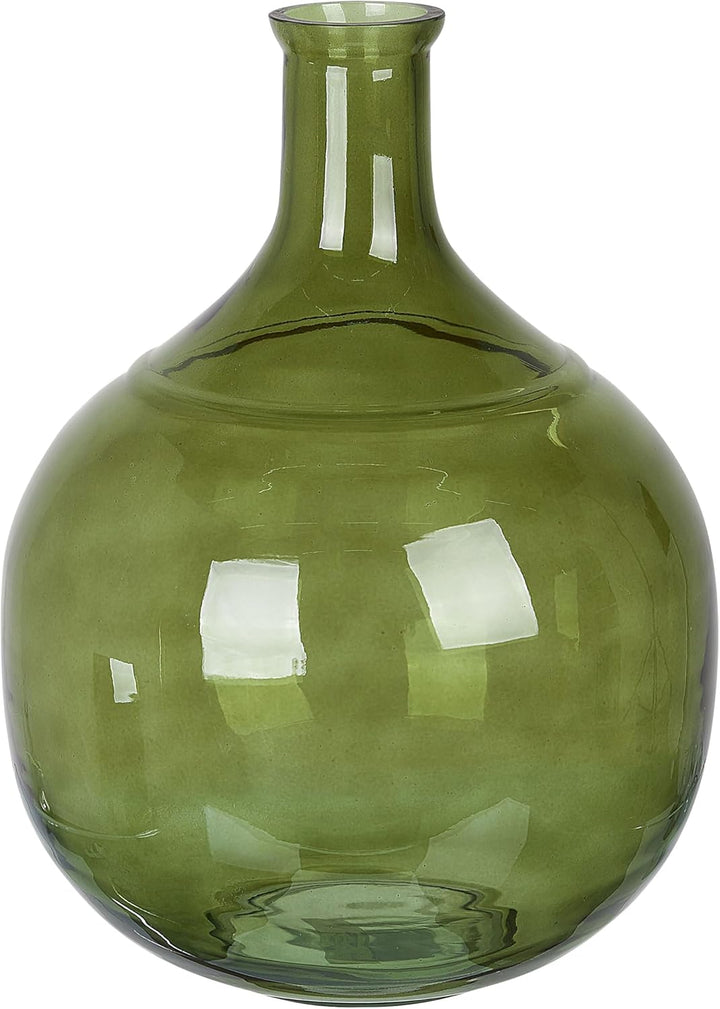 Blumenvase Glas grün 34 cm Tischdeko Ballonvase Flaschenvase Boho Modern Achaar