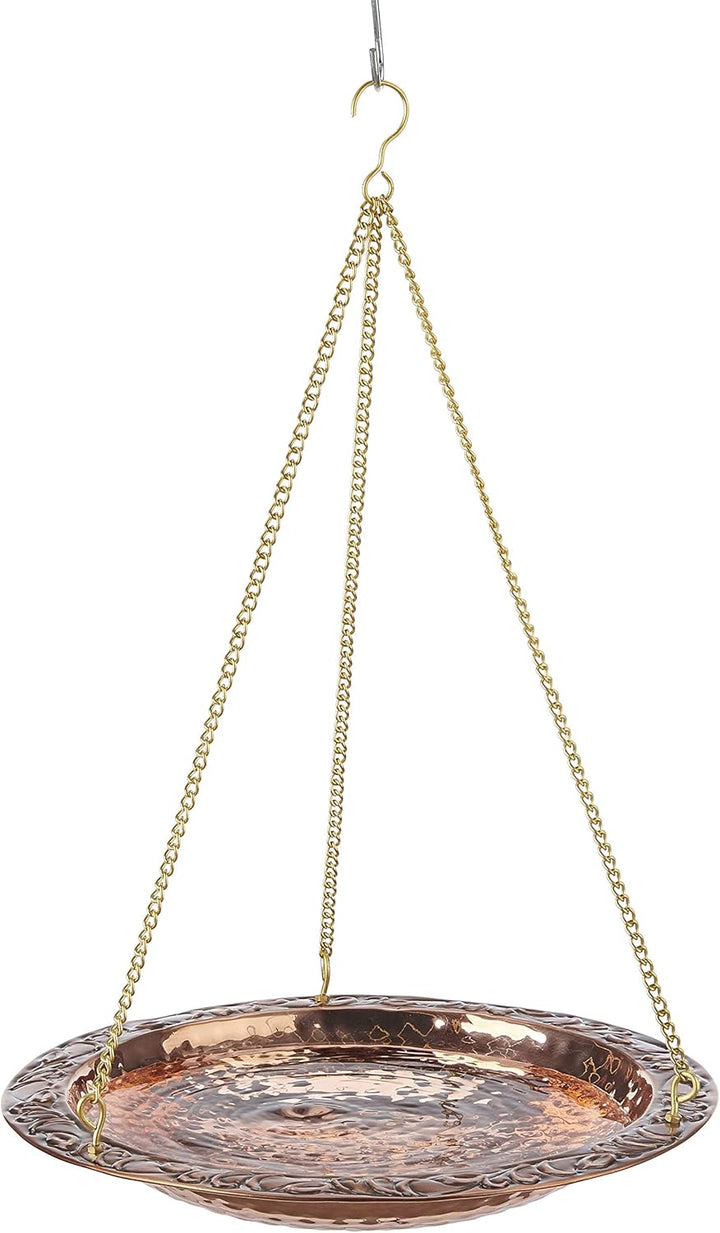 Good Directions Vogeltränke aus reinem Kupfer, zum Aufhängen, 34,3 cm Durchmesser, mit Messingkette,