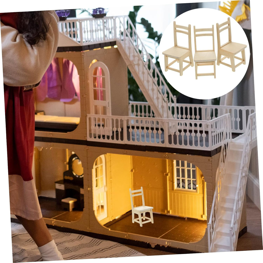 Toddmomy 3stücke Miniatur-stühle Aus Holz Für Puppenmöbel Mini-Haus-Dekoration Und Bastelarbeiten Kl