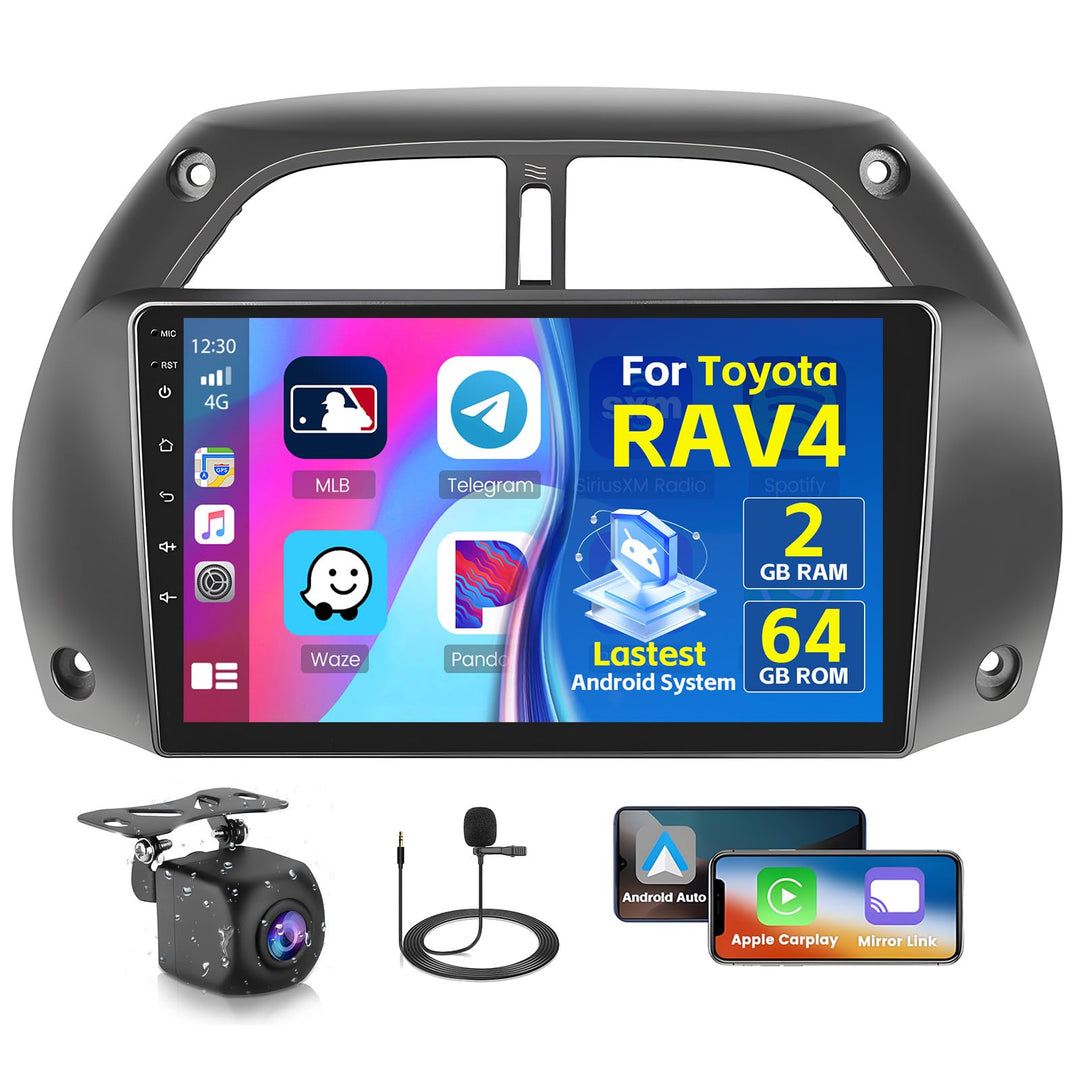 Radio für Toyota RAV4 2001-2006 Android 15 2+64G mit Wireless CarPlay Android Auto, 9 Zoll Bildschir