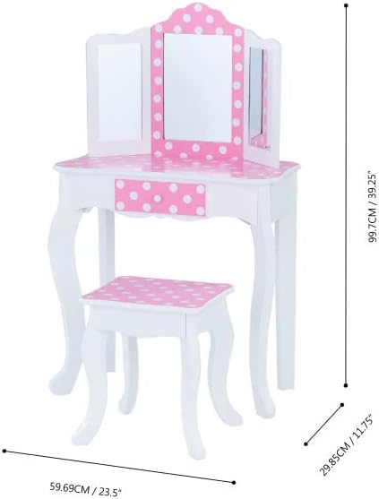 Fantasy Fields Kinder Schminktisch mit Spiegel und Hocker Mit Lichtern Rosa TD-11670FL