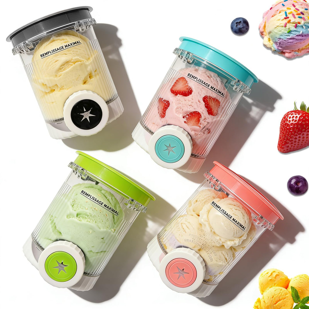 4 Stück Creami Behälter Kompatibel mit Ninja Swirl NC700 NC701, 480ml Eisbehälter für NC700 & NC701