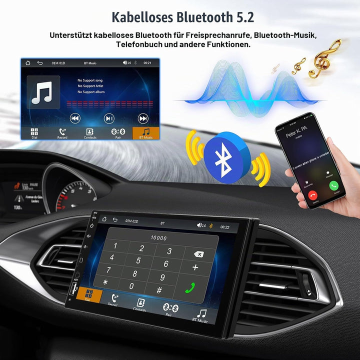 CAMECHO Autoradio 1 Din Wireless Carplay Android Auto Bluetooth Radio mit 7 Zoll LCD Touchscreen HD