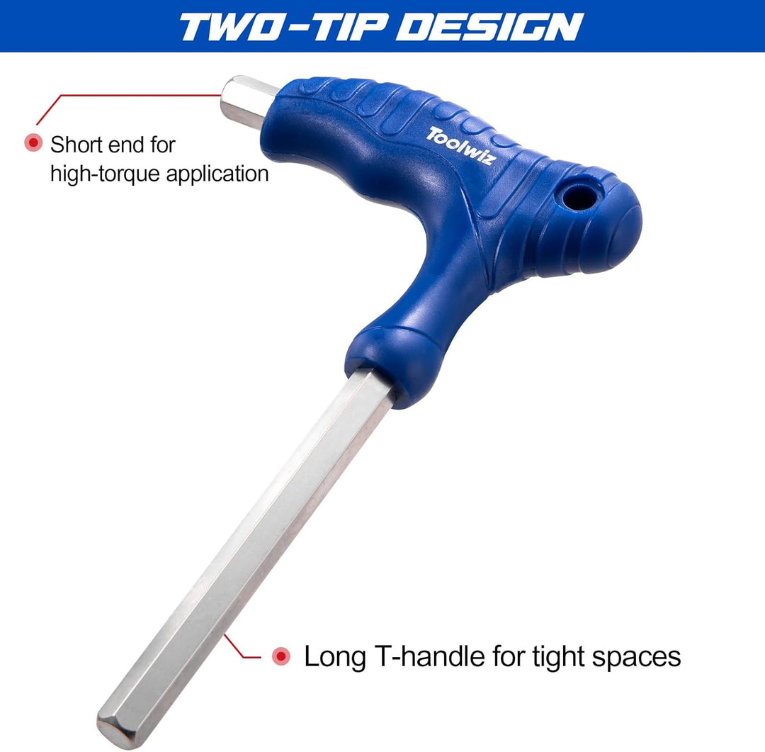 Toolwiz Innensechskantschlüssel-Satz 14-tlg. mit T-Griff | Winkelschlüsselsatz SAE & Metrisch | Hex