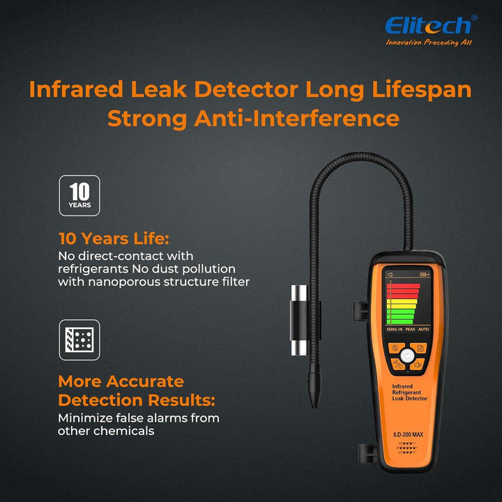Elitech Infrarot Kältemittel Lecksucher ILD-200 Pro Max Hochpräzise 1g/Jahr Erkennung R134a/R1234yf