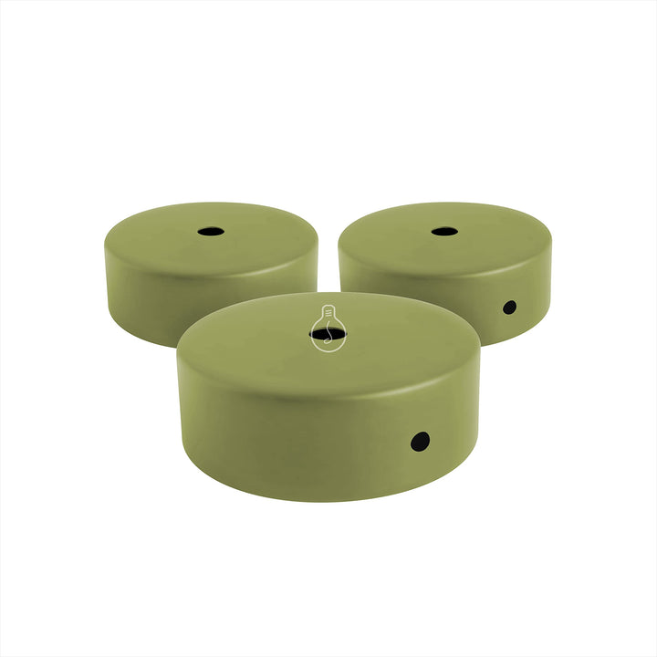 AMARCORDS - 3 Baldachin rosetten aus Metall, Farbe PISTAZIE, Lampengehäuse komplett mit Kabelklemmen