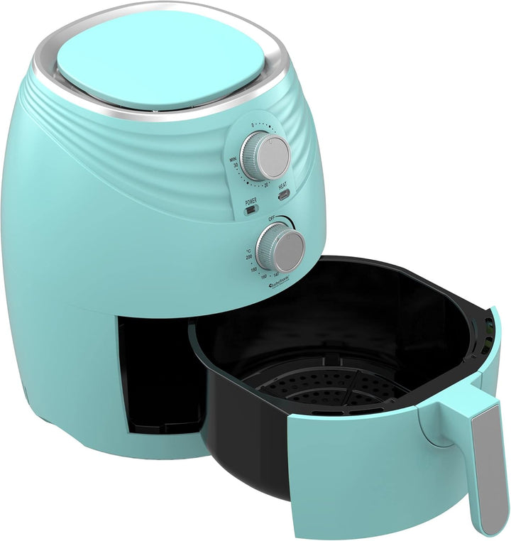 TurboTronic/Heissluftfritteuse / 3,5L / schwarz, grün. türkis / 1200W / Airfryer mit Timer bis 30 Mi