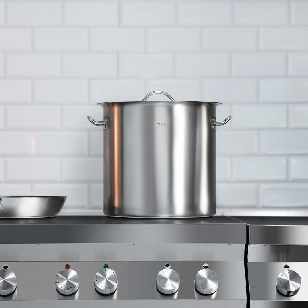 Royal Catering RCST-21E3 Edelstahltopf mit Deckel Edelstahlkochtopf Kochtopf Induktion (20 Liter, Bo