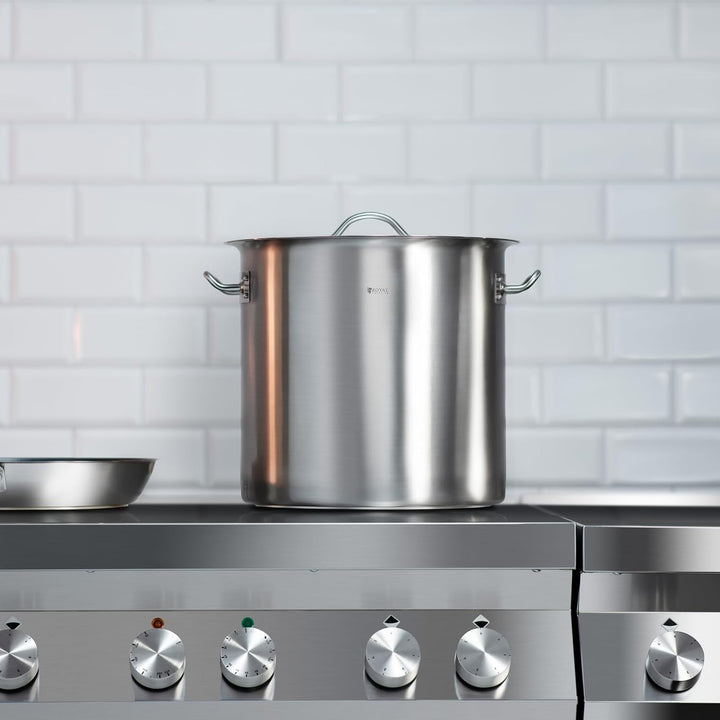 Royal Catering RCST-21E3 Edelstahltopf mit Deckel Edelstahlkochtopf Kochtopf Induktion (20 Liter, Bo