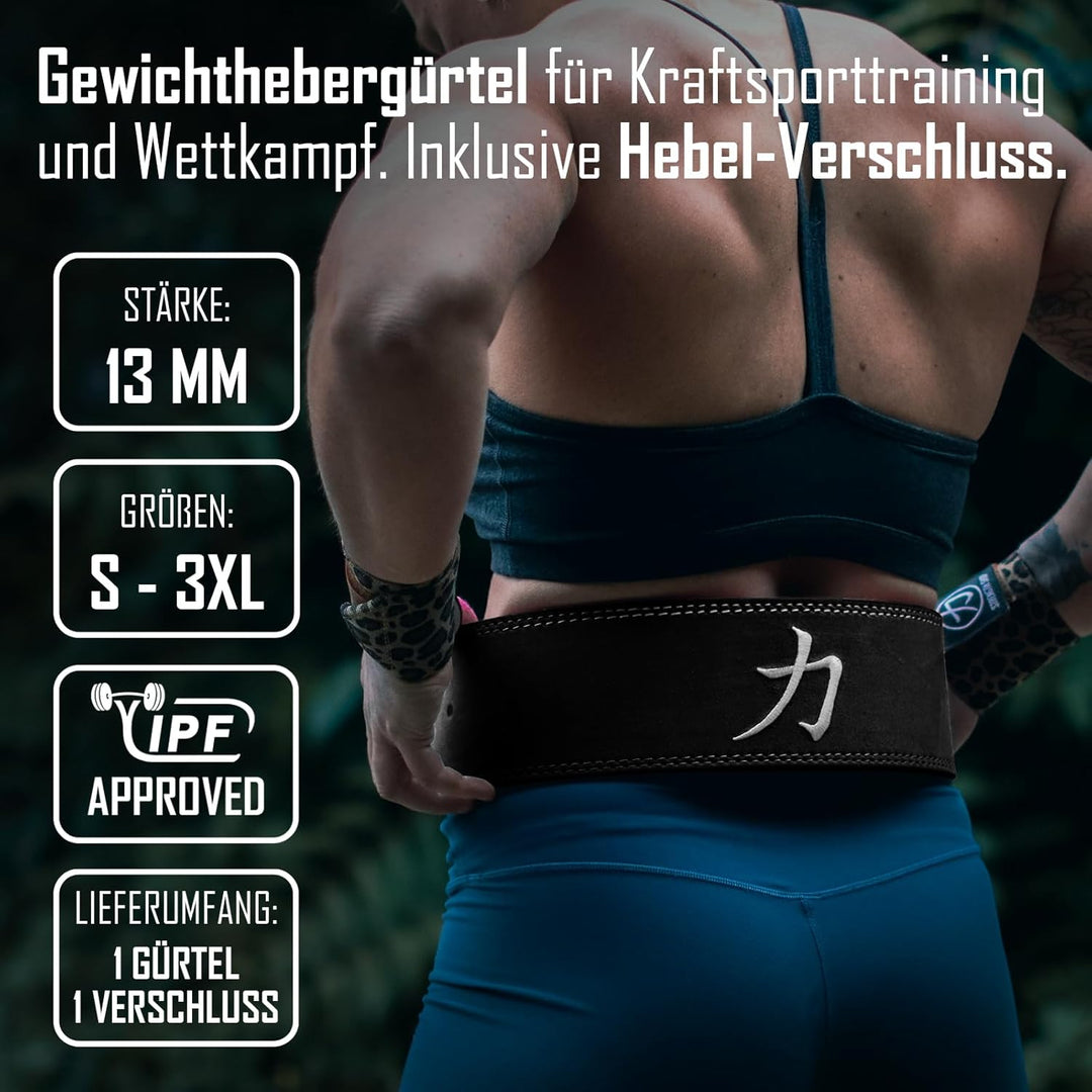 Strength Shop 13mm Lever Belt Gewichthebergürtel + Hebelschnalle, IPF-Zertifiziert für Wettkampf & C