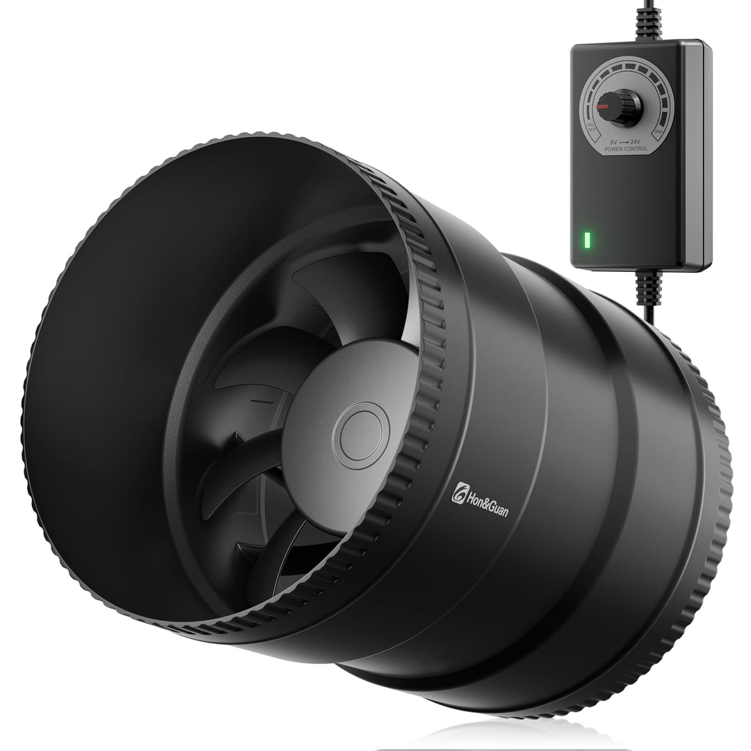 Hon&Guan 150mm Inline-Rohrventilator Regelbar, 587m³/h Rohrlüfter, Abluftventilator mit EU-Stecker,