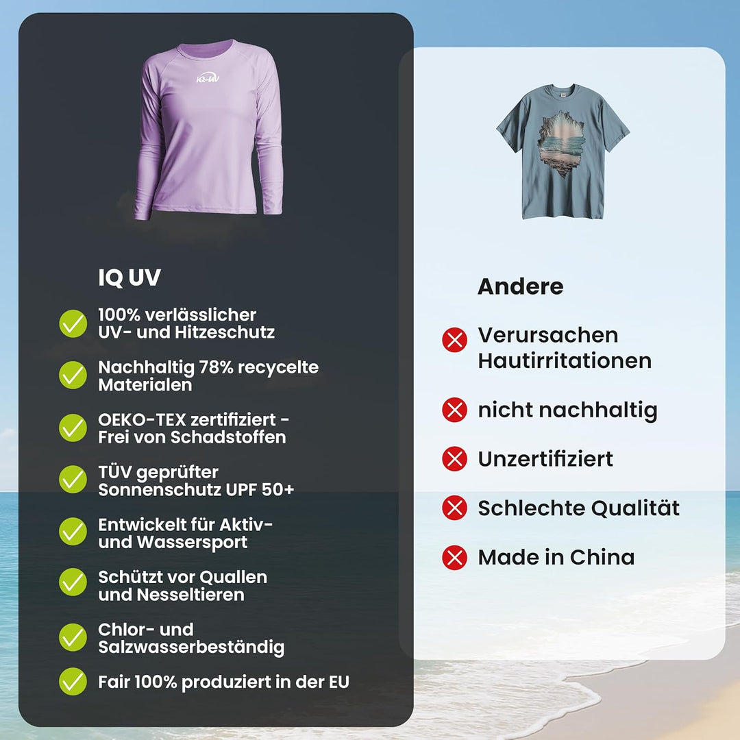 iQ-UV Shirt Langarm Damen iQ Company UV Schutz Bekleidung Wasser Schnorcheln recycelt XXL Lila, XXL