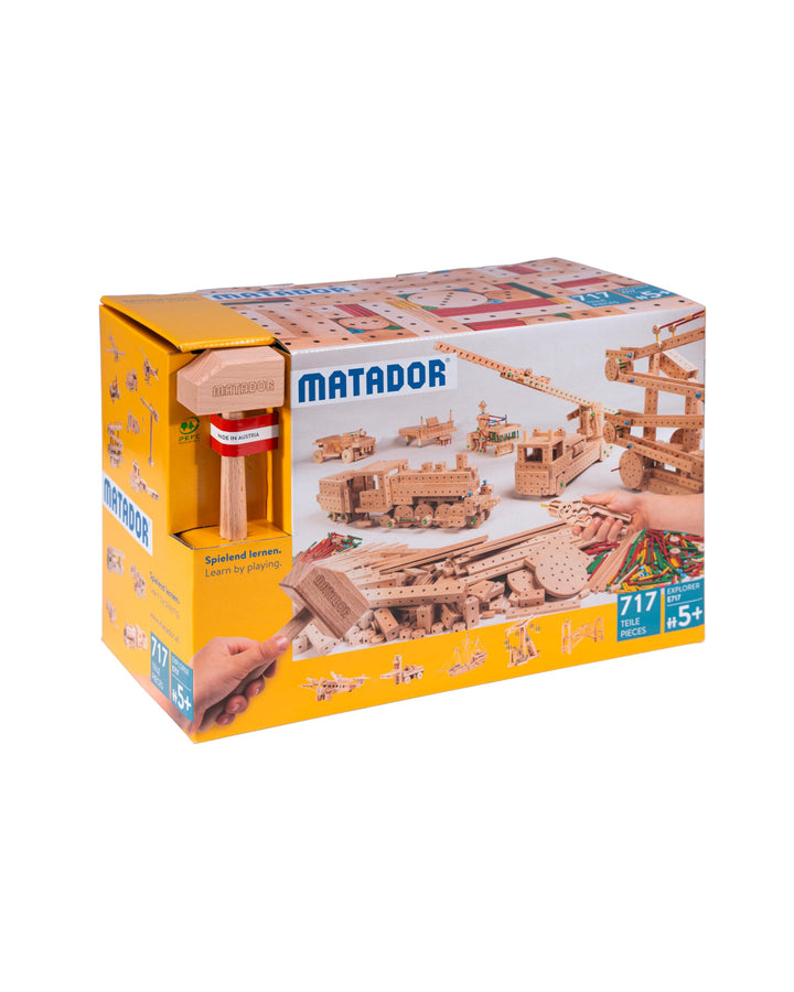 Matador 11717 E717 Baukasten, holzfarben, ab 5 Jahren , bunt Single, Single
