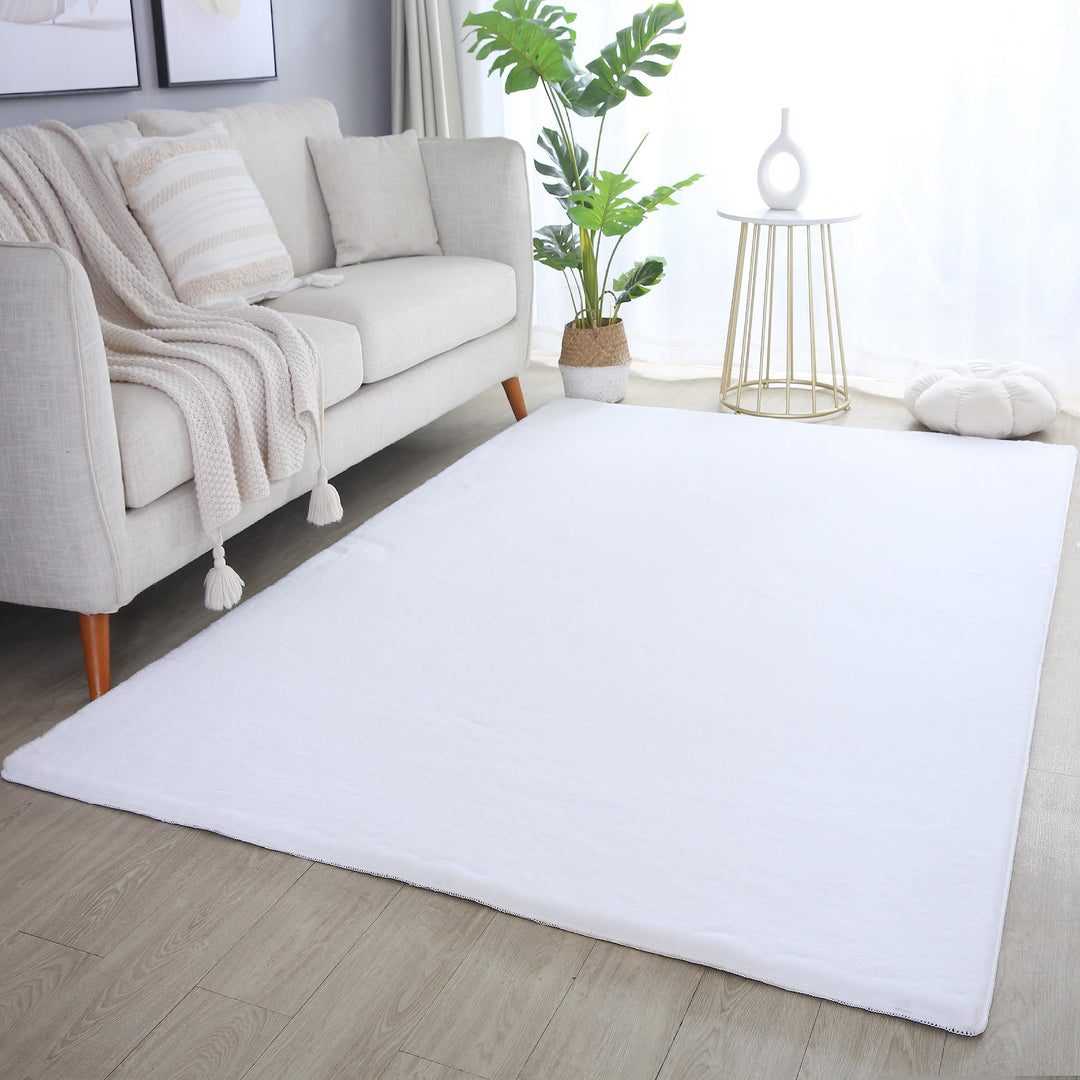 Weicher Hochflor Teppich Wohnzimmer Waschbarer Teppich im modernen Stil Unicolor & Einfarbig Läufer