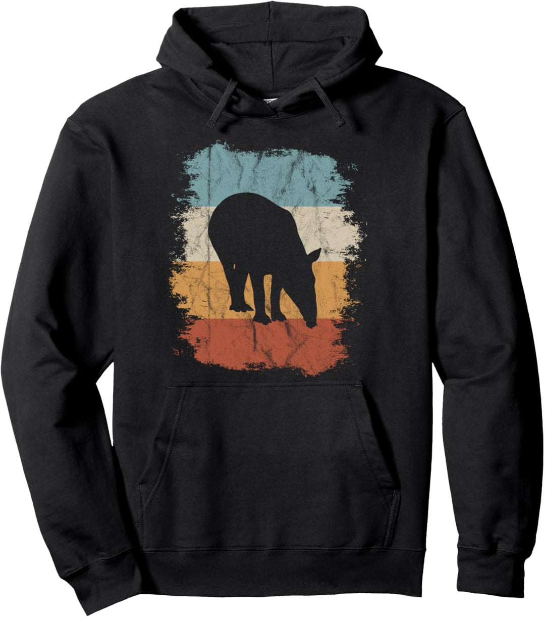 Lässige Retro Flachlandtapir Schabrackentapir Silhouette Pullover Hoodie