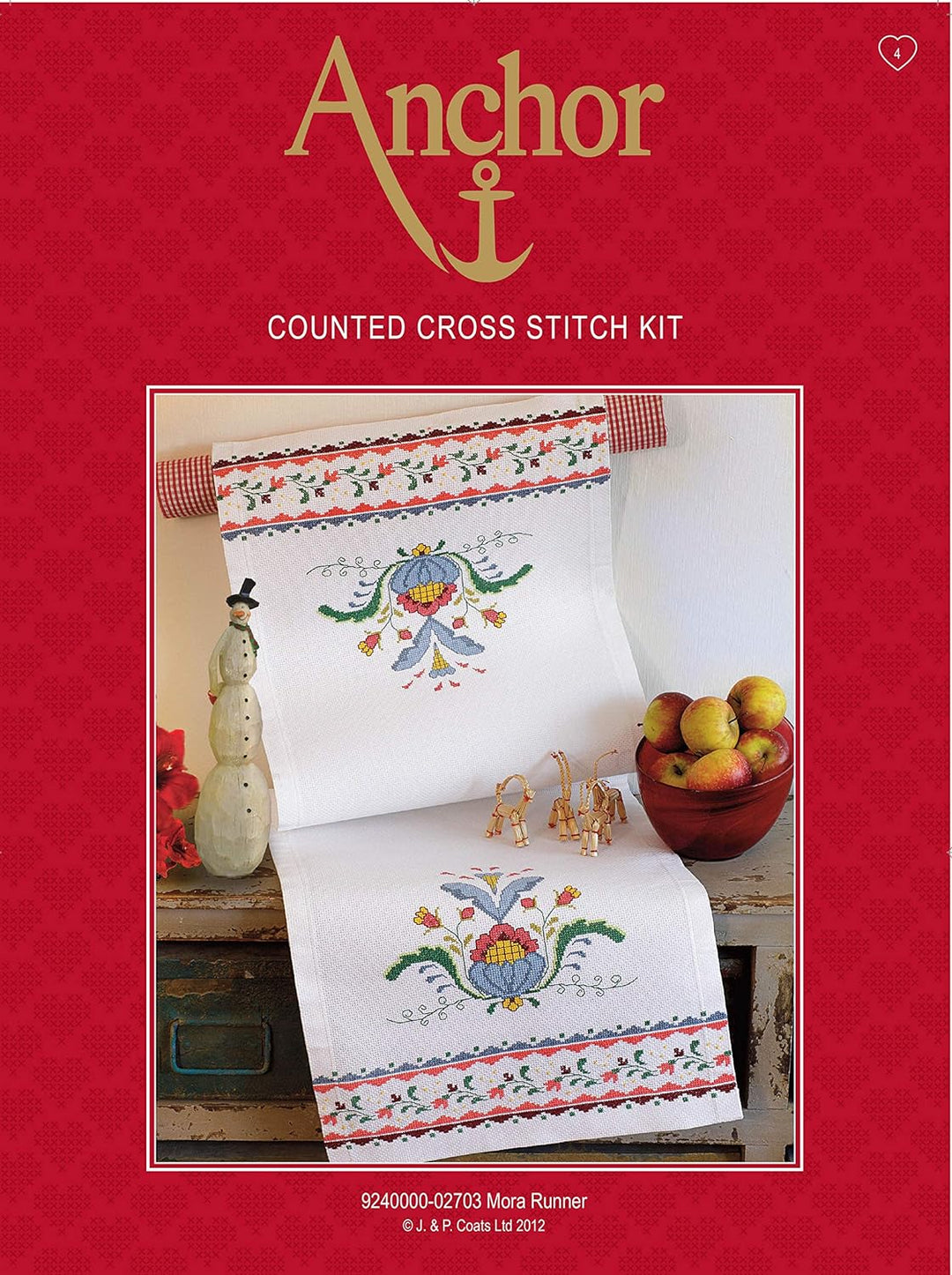 Anchor Kreuzstich-Set, 100% Baumwolle, Mehrfarbig, 90x90cm Xmas Bullfinch - Tablecloth, Xmas Bullfin