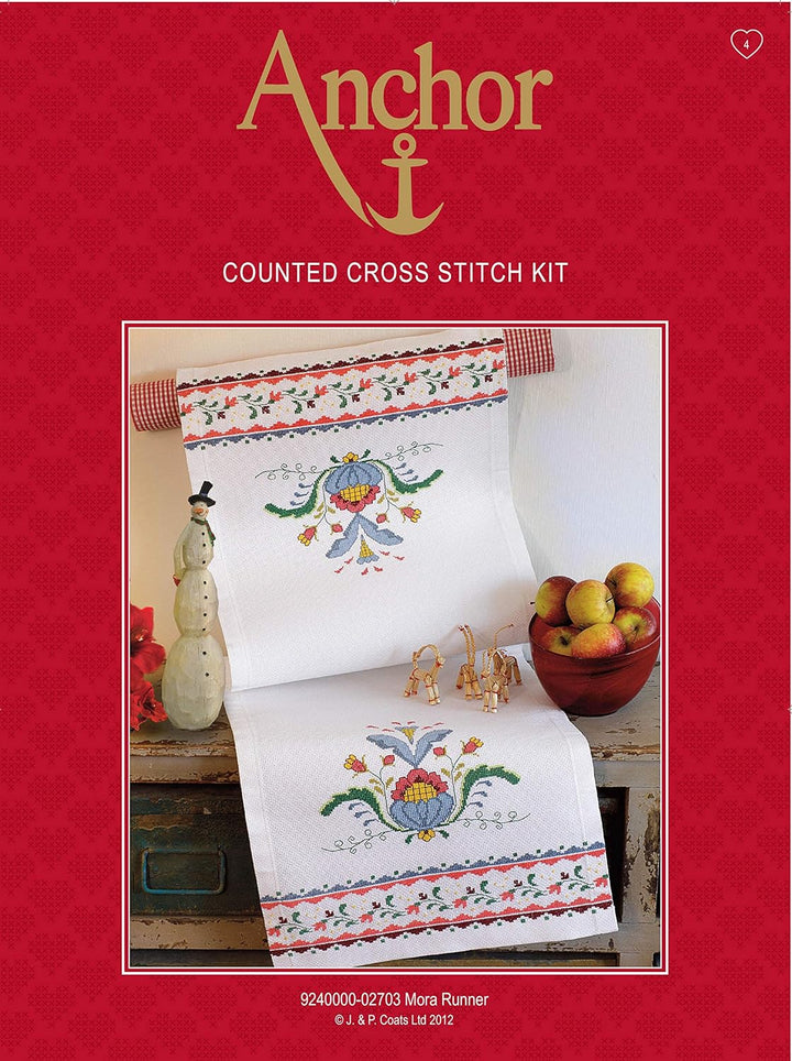 Anchor Kreuzstich-Set, 100% Baumwolle, Mehrfarbig, 90x90cm Xmas Bullfinch - Tablecloth, Xmas Bullfin