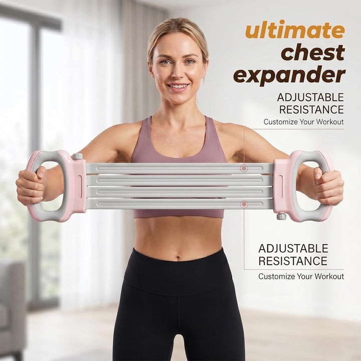 RANJIMA Chest Expander Fitness Widerstandsband verstellbar mit Griffen, Arm Brust Rücken Training Ge