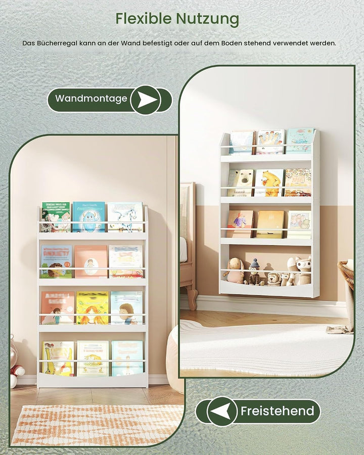 Kinderzimmer Möbel, 4-stöckiges Wandregal Bücher für Kinder, Bücherregal, Spielzeugaufbewahrung, Kin