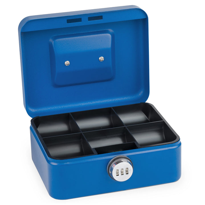 Sax Geldkassette mit Zahlenschloss, extra Starkes Schloss, 20 x 16 x 9cm, Medium, Blau (0-822-14) Me