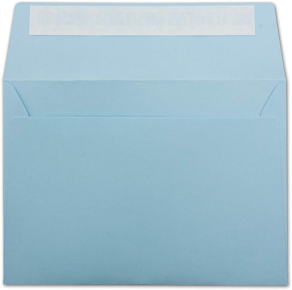 200x Briefumschläge Hell-Blau DIN C6 Format 11,4 x 16,2 cm - Haftklebung - Kuverts ohne Fenster - We