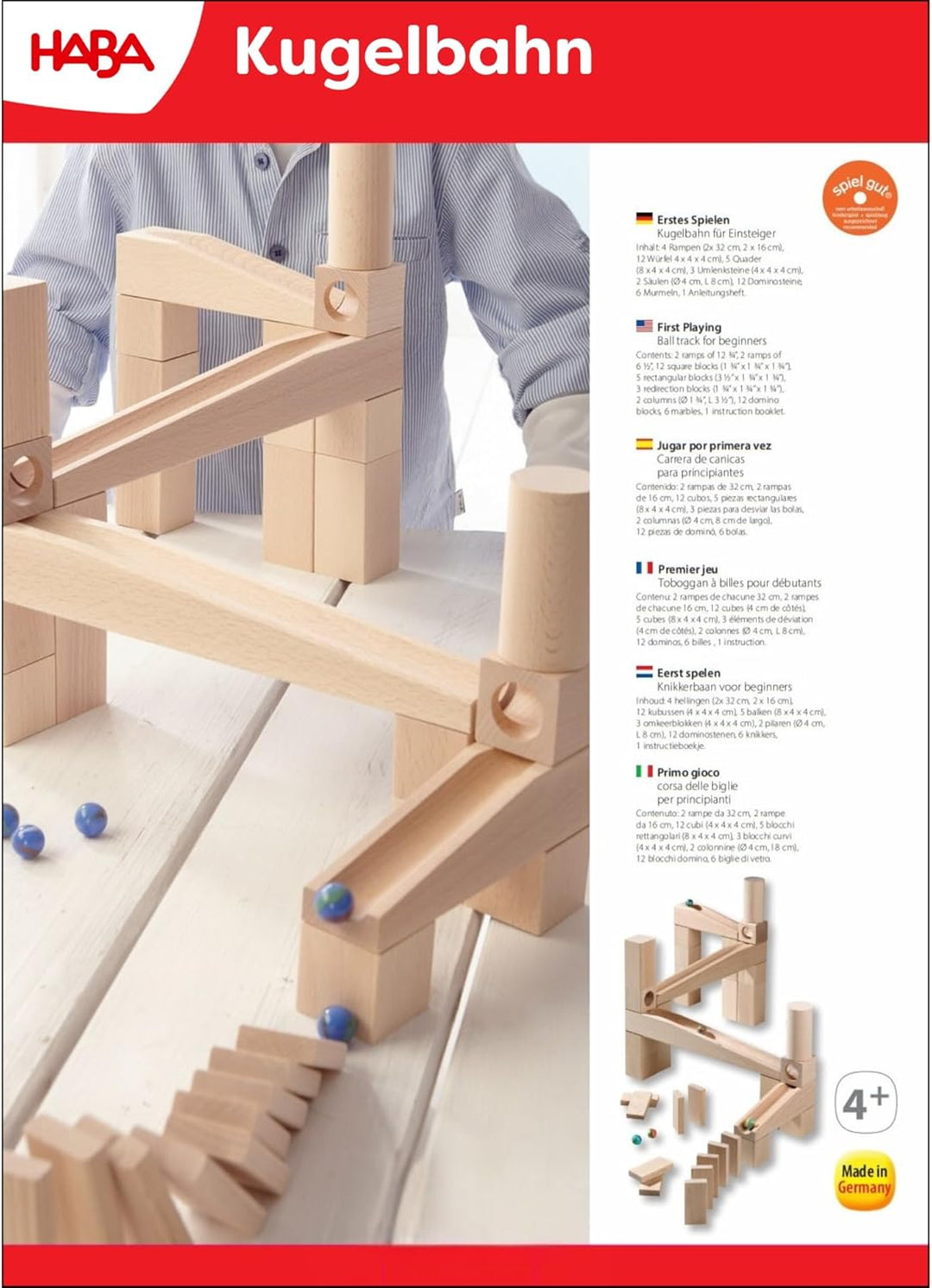 HABA 1128 Ball Track – First Playing - with 45 pcs. for 4 Years and Up (Made in Germany)