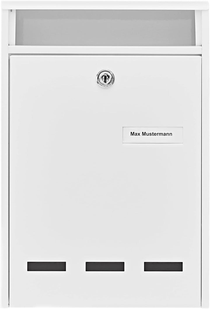 Burg Wächter Anlagenbriefkasten, A5 Einwurf-Format, Verzinkter Stahl, Wismar 771 W, Weiss Weiss (Ähn