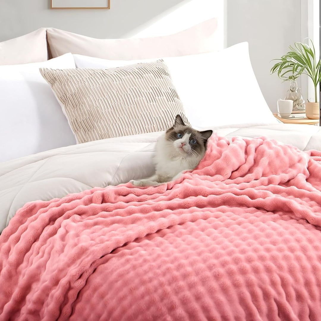 RUIKASI Bubble Decke Kuscheldecke Flauschig Rosa - 150x200cm Sofadecke & Couchdecke aus Plüsch, Warm
