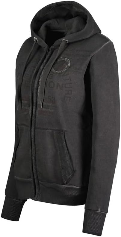 Geographical Norway Gergen Lady - Sweatjacke Damen Hoodie Zip mit Kapuze Taschen - Pullover Langarm