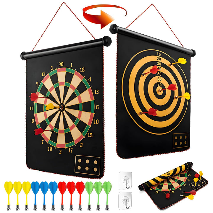 DxxD Dartscheibe Magnetisch Junge Spielzeug, 38cm Dart Wurf Spiel Scheibe Klett Sichere doppelseitig