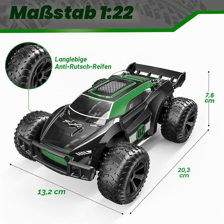 Kizeefun Ferngesteuertes Auto, 1:22 RC Autos für Kinder mit 360° Stunt Rennauto, 2.4GHz Fernsteuerun