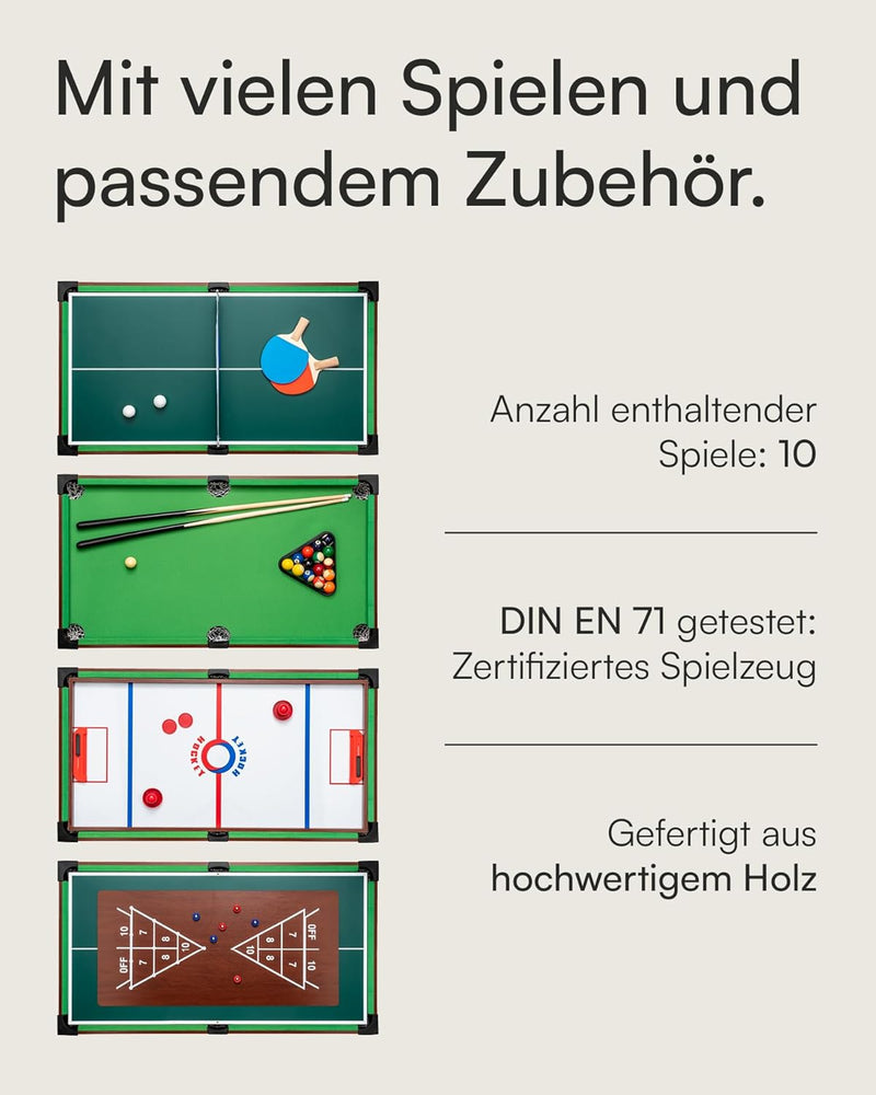 shelfmade Multifunktionaler Spieltisch, Tischfussball für Kinder, Holz, umbaubarer Billardtisch, Min