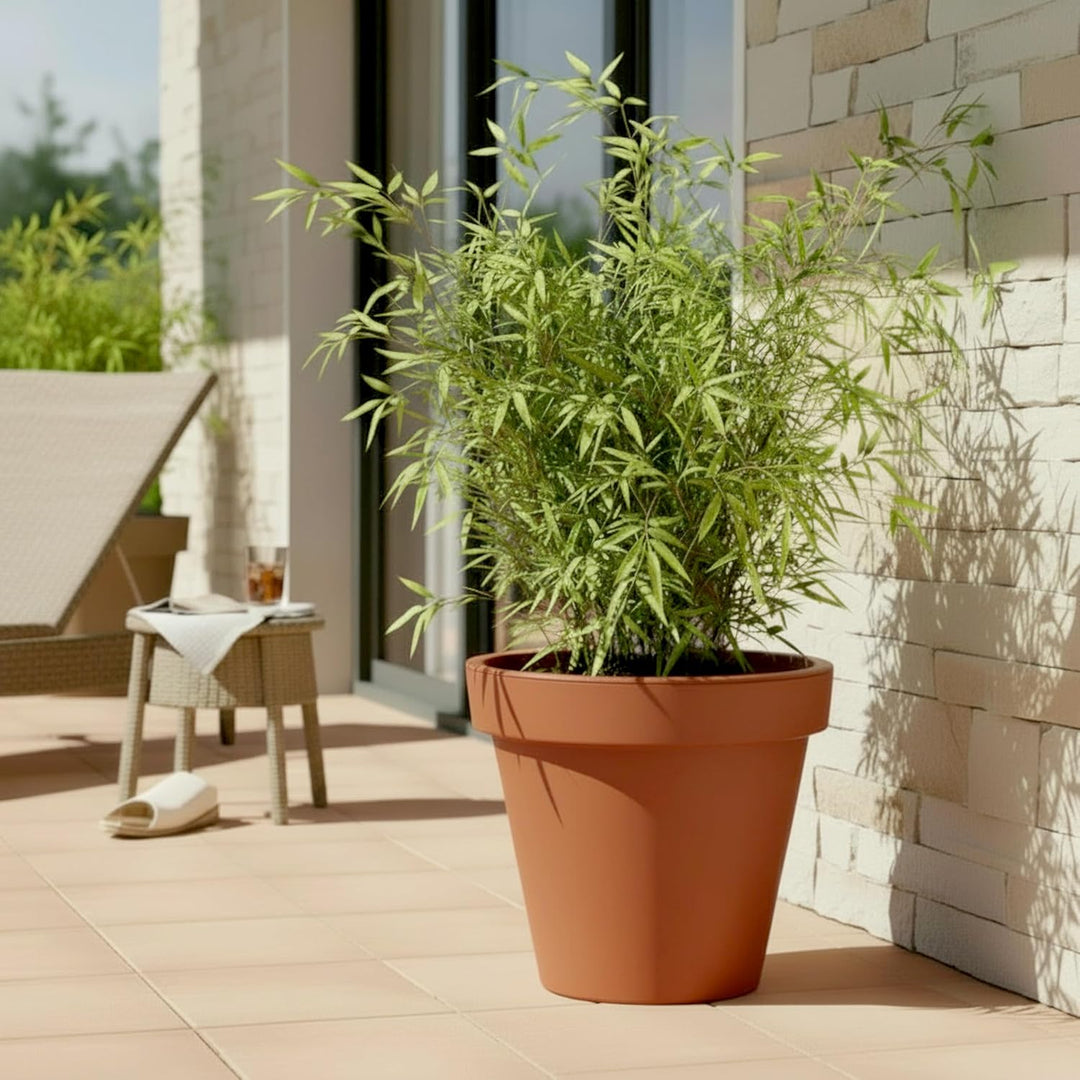 Spetebo Kunststoff Pflanzkübel L rund Ø 48 cm - Terracotta - Blumenkübel gross für Aussen und Innen