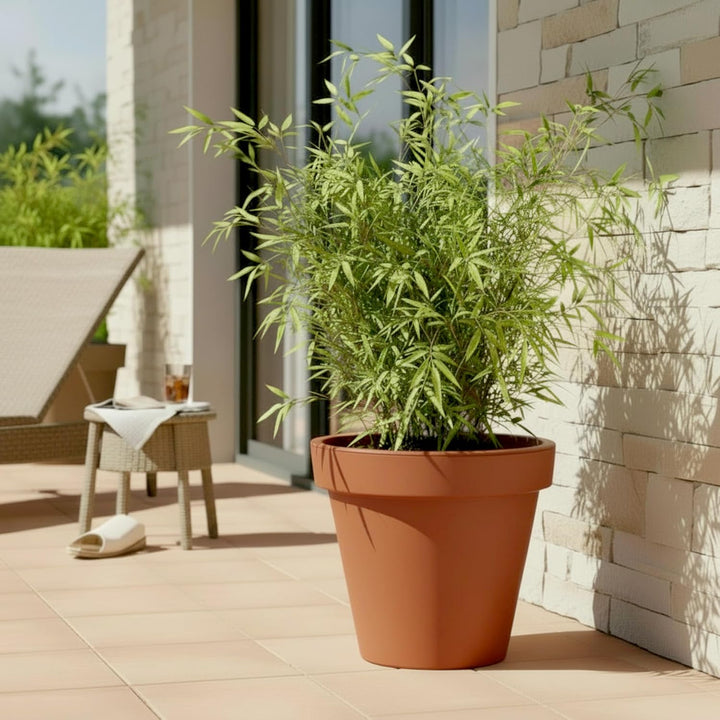 Spetebo Kunststoff Pflanzkübel L rund Ø 48 cm - Terracotta - Blumenkübel gross für Aussen und Innen