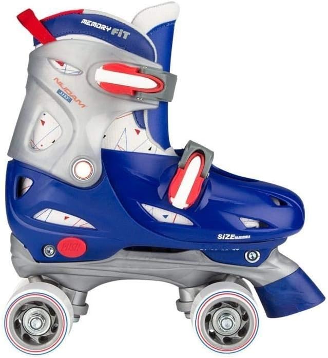 Nijdam Jungen Hardboot Rollerskates Junior Verstellbar 30-33 Blau/Rot/Silber, 30-33 Blau/Rot/Silber